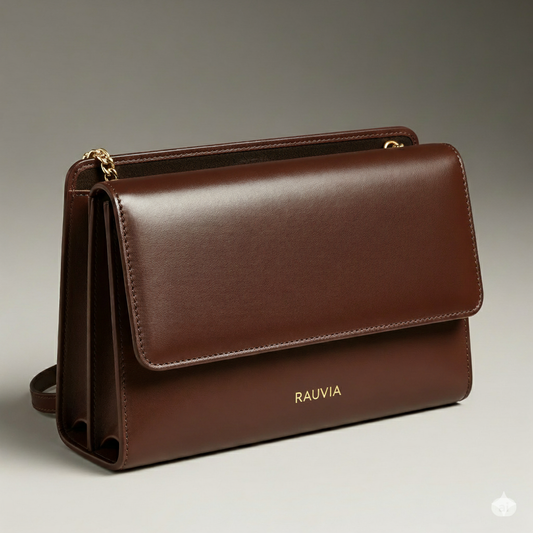 Luxe Flap Clutch | Elegant Brown Leather Evening Bag